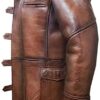 Batman Dark Knight Rises Bane Fur Shearling Brown Leather Coat