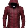 Faux Leather Slim Fit Hooded Leather Jacket for Men - Inspired by Stephen Amell Green Arrow & Roy Harper Red Arrow