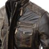 Moffit Brown Mens Distressed Leather Motorcycle Jacket