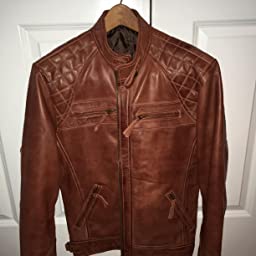 Cafe Racer Real Lambskin Leather Distressed Motorcycle Jacket photo review