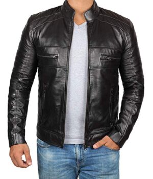 Cafe Racer Real Lambskin Leather Distressed Motorcycle Jacket