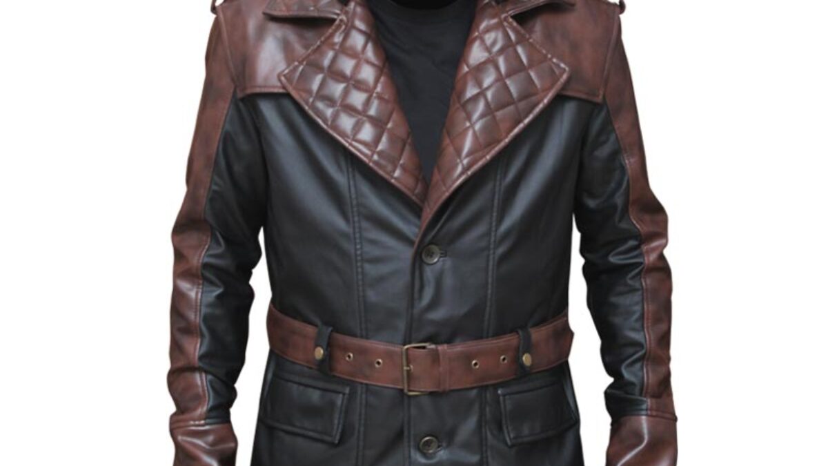 Mens Assasin Creed Jacob Frye Syndicate Black Leather Wool Halloween Trench Coat Mens Assasin Creed Jacob Frye Syndicate Black Leather Wool Halloween Trench Coat