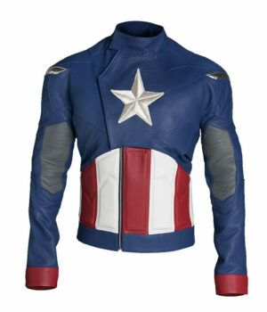 Captain America Avengers Endgame Chris Evans Steve Blue Costume Leather Jacket