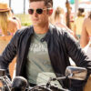 Baywatch Zac Efron Motorcycle Black Leather Jacket