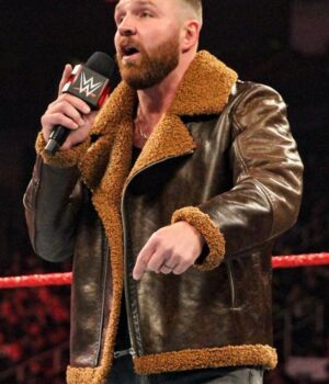 WWE Raw Dean Ambrose B3 Aviator Fur Shearling Bomber Brown Leather Jacket