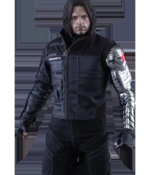 Winter Soldier Civil War Bucky Barnes Costume Leather Jacket