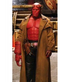 Demon Hellboy Ron Perlman Leather Jacket Trench Coat