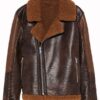 WWE Raw Dean Ambrose B3 Aviator Fur Shearling Bomber Brown Leather Jacket