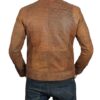 Moffit Light Brown Distressed Leather Motorcycle Jacket