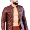 WWE RAW Wrestler Finn Balor Quilted Biker Maroon Leather Jacket