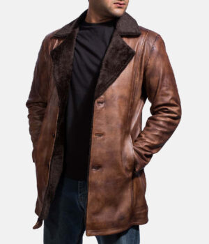 Cinnamon Distressed Leather Fur Coat