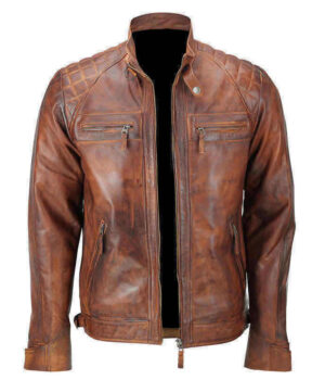 Johnson Mens Lambskin Cafe Racer Leather Jacket