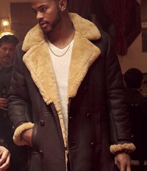 Superfly Trevor Jackson Brown Leather Shearling Coat