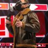 WWE Raw Dean Ambrose B3 Aviator Fur Shearling Bomber Brown Leather Jacket