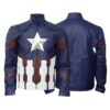 Captain America Avengers Endgame Blue Cosplay Costume Leather Jacket