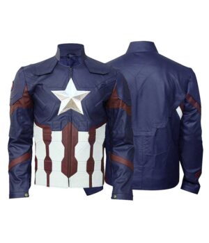Captain America Avengers Endgame Blue Cosplay Costume Leather Jacket