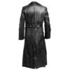 German Classic Officer Black Leather Trench Coat