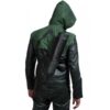 Green Arrow Stephen Amell Hooded Leather Jacket