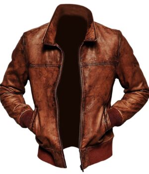 Boyd's Rust Leather Jacket with ribbed cuffs