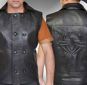 Spider-Man Noir Costume Black Leather Jacket Vest