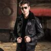 men's real leather jacket, genuine leather jacket for men, Air Force flight jacket, warm cotton padding