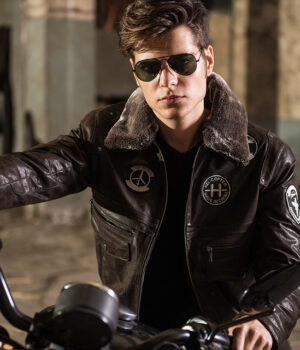 men's real leather jacket, genuine leather jacket for men, Air Force flight jacket, warm cotton padding