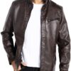 Men's Stand Collar Leather Jacket Motorcycle Lightweight leather Jacket