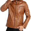 Men's Stand Collar Leather Jacket Motorcycle Lightweight leather Jacket
