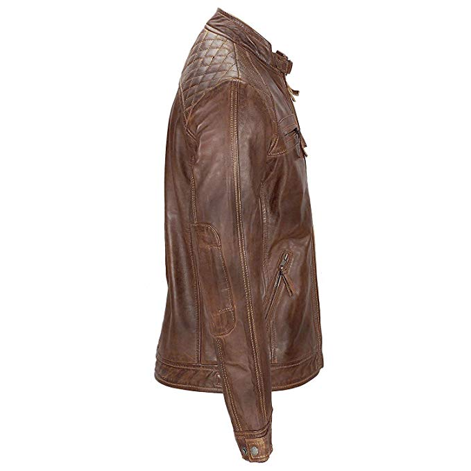 Men's Franco Distressed Brown Genuine Lambskin Leather Jacket Men's Franco Distressed Brown Genuine Lambskin Leather Jacket