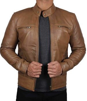 Café Racer Brown Genuine Lambskin Jacket