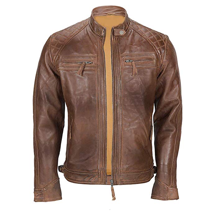 Men's Franco Distressed Brown Genuine Lambskin Leather Jacket Men's Franco Distressed Brown Genuine Lambskin Leather Jacket