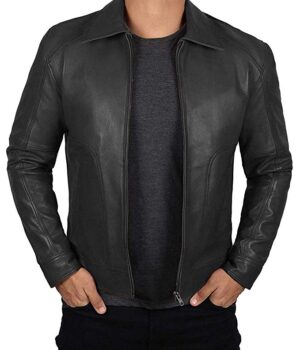 Real Lambskin Leather Black Jacket Men