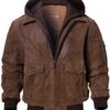 Men's Leather Flight Bomber Jacket Air Force Aviator
