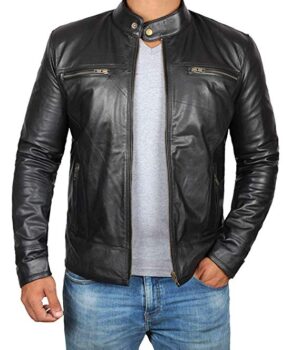Café Racer Black Genuine Lambskin Jacket
