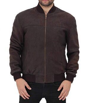 Café Racer Genuine Distressed Lambskin Brown Mens Leather Jacket