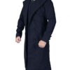 Tom Long Black Trench Coat With Fur Collar Tom Long Black Trench Coat With Fur Collar