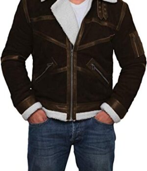 IOWA Shearling B2 Bomber Dark Brown Suede Leather Jacket