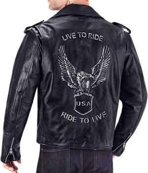 American Eagle Premium Grade Cowhide Leather Motorcycle Jacket for Men