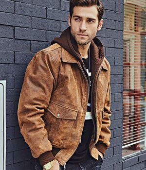 Men's Leather Flight Bomber Jacket Air Force Aviator