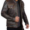 Moffit Dark Brown Genuine Leather Motorcycle Jacket