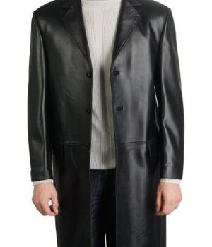 Cowhide Leather Walking Long Coat
