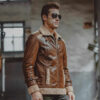 Real leather jacket for men, faux fur jackets, warm winter bomber coat for men