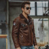 Genuine leather jacket men real leather jackets with imitation leather shear bomber jackets Motorcycle aviator coat men
