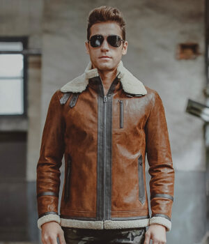 Real leather jacket for men, motorcycle jacket, genuine leather jackets with imitation shear lining, warm winter coat for men
