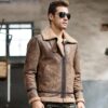 Men's real leather jacket, motorcycle jacket, genuine leather jackets, warm winter coat, aviator jacket, flight bomber jacket