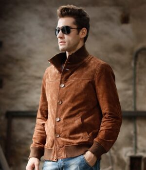 jacket for men, genuine leather jacket, elastic thread jacket for winter, motorcycle jacket for men, 2 colors