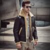 Aviator B3 sheepskin jacket for men, motorcycle jacket, winter leather jacket, brown leather jacket for men