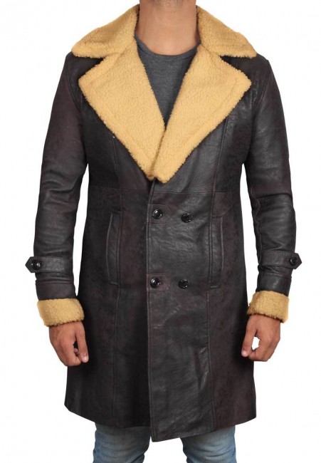 Superfly Trevor Jackson Black Leather Shearling Coat - Mk Jackets