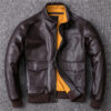men leather jacket Military Pilot jacket Air Force Flight A2 black and brown jacket