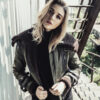 new Winter flight leather jacket for women genuine leather motorcycle jacket